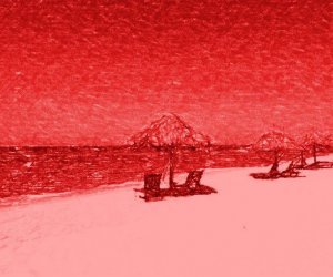 berach red family man - beach scene